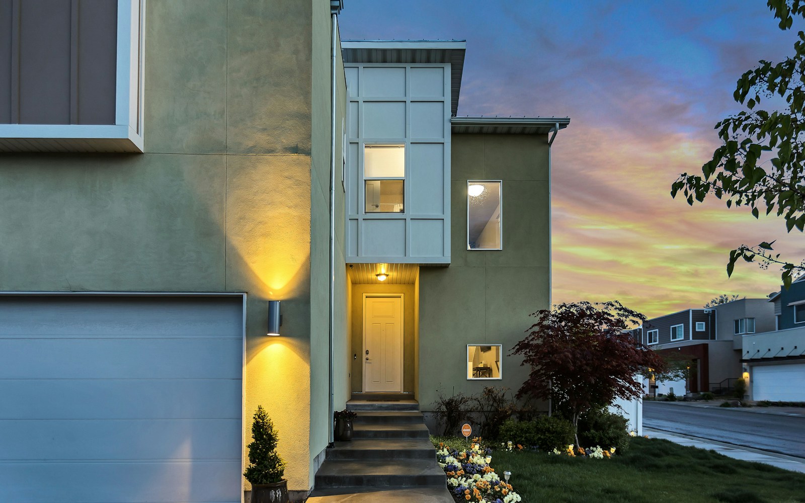 Residential neighborhood street and homes